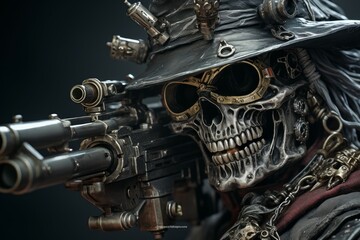 Fototapeta premium Detailed Pirate gun closeup. Military model. Generate Ai