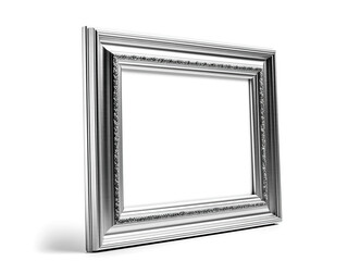 Silver Modern Photo Frame Isolated On A White Background, Template For Your Design Or Picture, generative ai