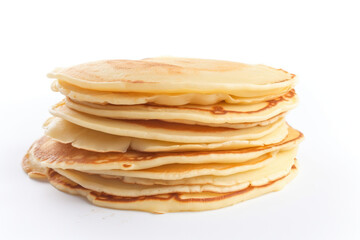 Stack Of Fresh And Delicious Pancakes Isolated On A White Background, generative ai
