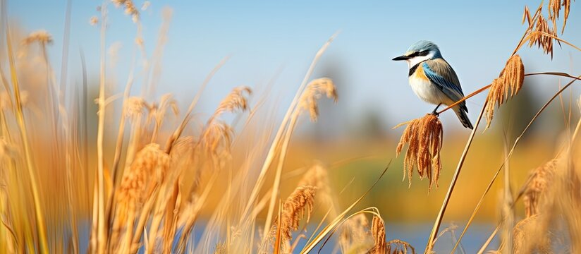 In the summer, as the vibrant green grass swayed in the warm sunlight, a shrike perched on a branch overlooking the marsh, where passerines danced among the wildlife. In the winter, the blue sky