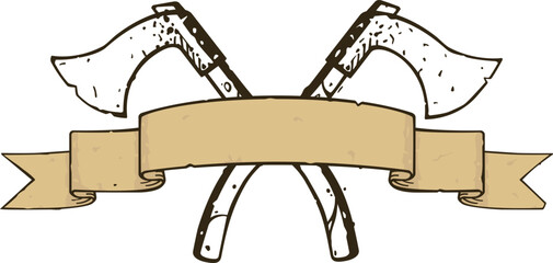 Parchment Banner with Crossed Throwing Axes