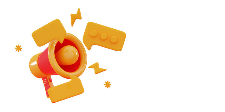 3D Megaphone with push notification Professional speaker Social media account promotion