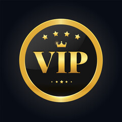 Gold Vip Icon. Golden VIP vector sign. Premium and Luxury badge