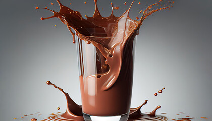 Chocolate Pouring splash glass cocoa liquid drink dripped food dessert isolated splashing sweet wave abstract dark three-dimensional cream hot illustration motion fluid design flow delicious fresh - obrazy, fototapety, plakaty
