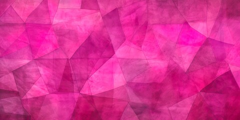 Fototapeta premium Pink, magenta textured surface with triangles, shapes. Bright colors creating a geometric patterned design for card, banner. Distressed, watercolor style.