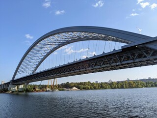 Podilsky Bridge under construction in Kyiv
