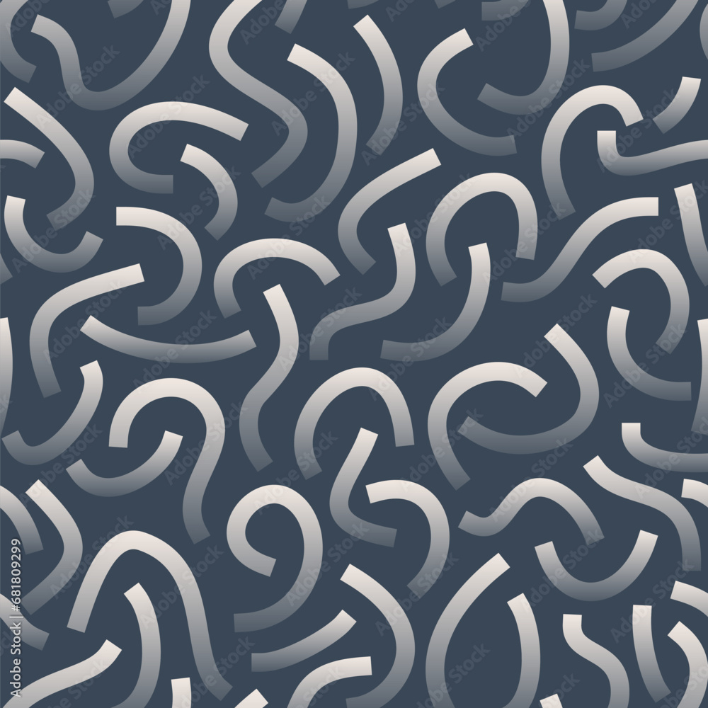 Poster white gradient curved lines isolated on dark grey background. transparent bold squiggles.