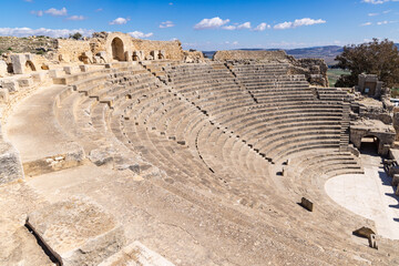 Obraz premium The theater at the Roman ruins. in Dougga, Tunisia.