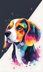 Beagle Colorful Watercolor Animal Artwork Digital Graphic Design Poster Gift Card Template