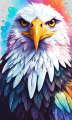 Fototapeta premium Eagle Colorful Watercolor Animal Artwork Digital Graphic Design Poster Gift Card Template