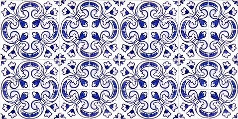 Papier Peint photo Lavable Portugal carreaux de céramique Detail texture of blue and white wall tiles typically for Portuguese cities like Porto or Lisbon