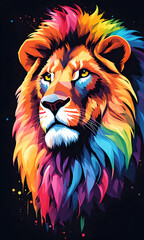 Lion Colorful Watercolor Animal Artwork Digital Graphic Design Poster Gift Card Template