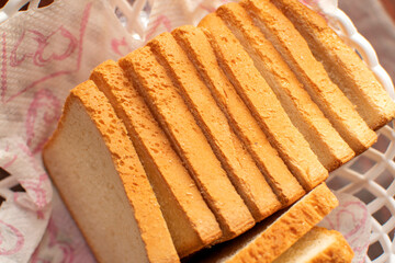 Top view of a sliced bread	