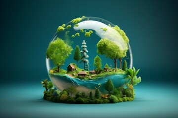 Sustainable Happy earth day. Nature concept. Generate Ai - obrazy, fototapety, plakaty