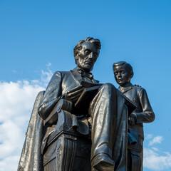 Lincoln and Tad Statue on the Grounds of the Iowa State Capitol