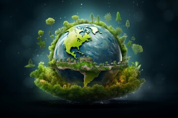 Obraz na płótnie Canvas Green Happy earth day. Nature concept. Generate Ai