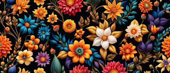 Fototapeta na wymiar Colorful Flower Background Illustration Artwork Digital Graphic Design Poster Gift Card Template
