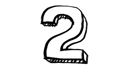 Obraz premium brush stroke hand drawn PNG image with transparent background number 2