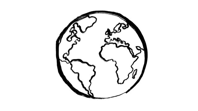brush stroke hand drawn PNG image with transparent background business icon of world globe planet global symbol