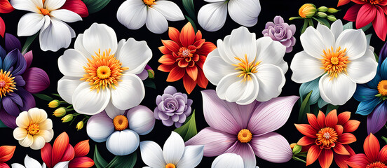 Colorful Flower Background Illustration Artwork Digital Graphic Design Poster Gift Card Template