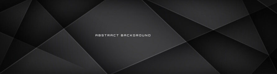 3D black techno abstract background overlap layer on dark space with polygonal shape effect decoration. Modern graphic design element cutout style concept for banner, flyer, card, or brochure cover