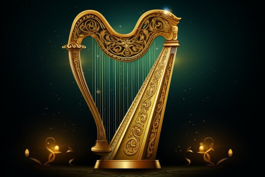 Harmonious Harp background music. Lyre classical. Generate Ai