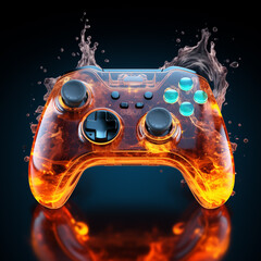 Video game gaming controller with fire background