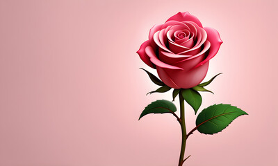 Cute Rose Love 3D Icon Background Illustration Render Digital Graphic Design Banner Gift Card Template