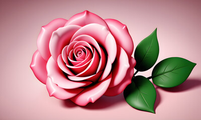 Cute Rose Love 3D Icon Background Illustration Render Digital Graphic Design Banner Gift Card Template