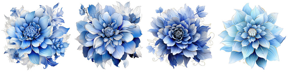 Abstract blue flower  Hyperrealistic Highly Detailed Isolated On Transparent Background Png File