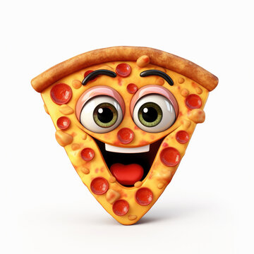 Cute Cartoon Pizza Character Isolated on a White Background
