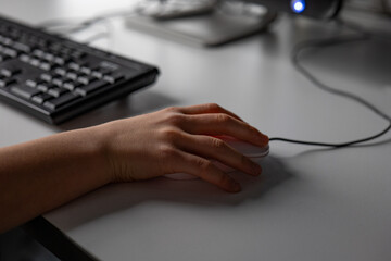 hands on computer mouse