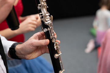 person playing the clarinet