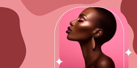 Beauty Afro Woman Lying Down. Spa afro Girl. Sleeping or Resting Female. Relax and Relaxation. Beauty Salon or cosmetic Banner ready with copy space. Generative ai