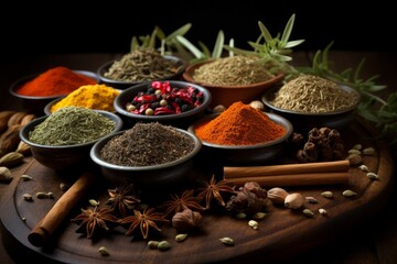 Flavorful Herbs spices. Pepper food dry. Generate Ai