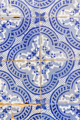 Blue decorative tiles on a house near the Tunis Souk.