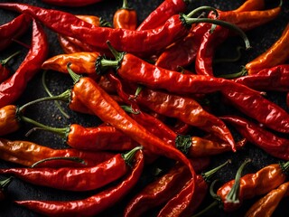 Fiery Red Chili Pepper on Black Background