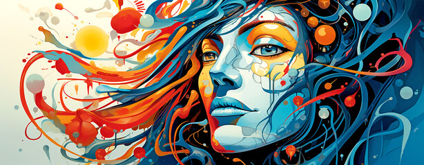 HALLUCINATION DREAM. PSYCHEDELIC HORIZONTAL ILLUSTRATION. legal AI	