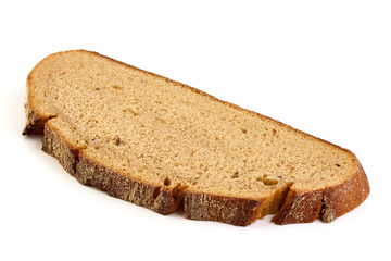 Freshly Baked Homemade Bread slices, close-up, isolated on a white background.