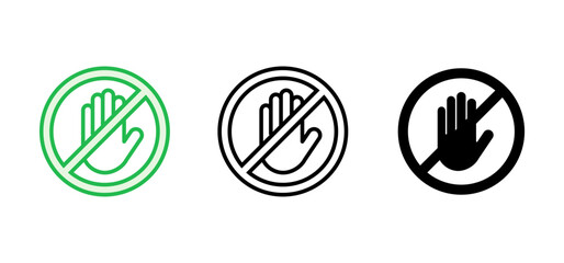 Stop icon set. stop road sign. hand stop icon vector