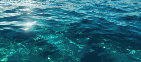Fototapeta na wymiar Deep cyan blue color Sea water texture background. AI generated image