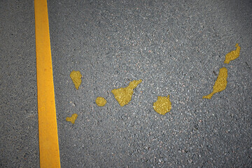 yellow map of canary islands country on asphalt road near yellow line.