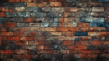 Obraz premium Brick wall background, retro colors grunge texture or pattern for design. Generative ai
