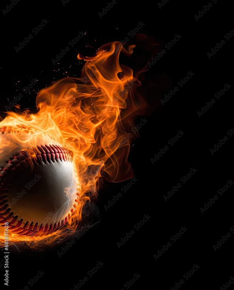 Poster fiery ballgame that sets the field ablaze generative ai