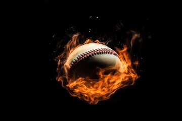 Fiery Ball Soaring Through the Sky Igniting the Baseball Field Generative AI