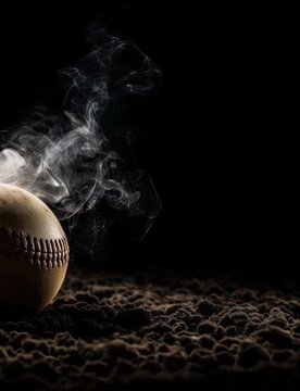 Mighty Baseball Resting on the Vibrant Baseball Field Surrounded by a Generative AI