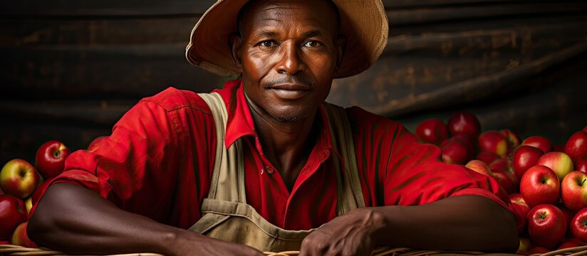 In the scorching heat of summer, an African farmer, deeply engrossed in his work, is captured in a captivating portrait, exemplifying the intersection of business, technology, and agriculture in the - Powered by Adobe