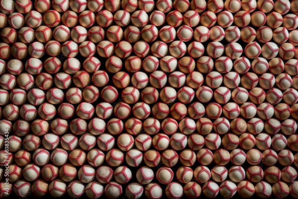 Poster background of stacked baseballs generative ai