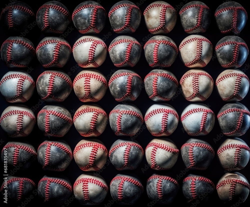 Poster vibrant and dynamic abstract baseballs background generative ai