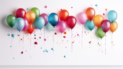 Colorful Party Celebration: Vibrant Balloons and Confetti Background